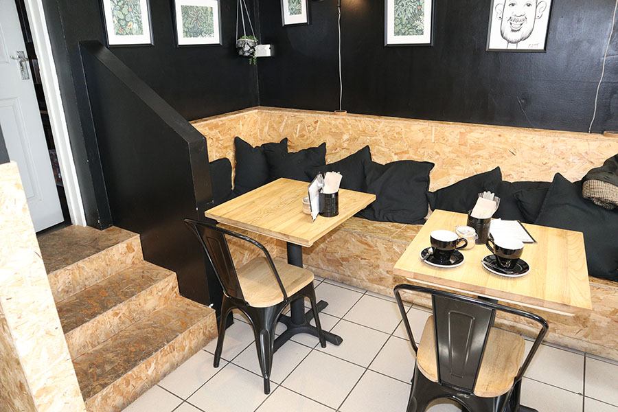 cafe furniture with flood-recoverable materials